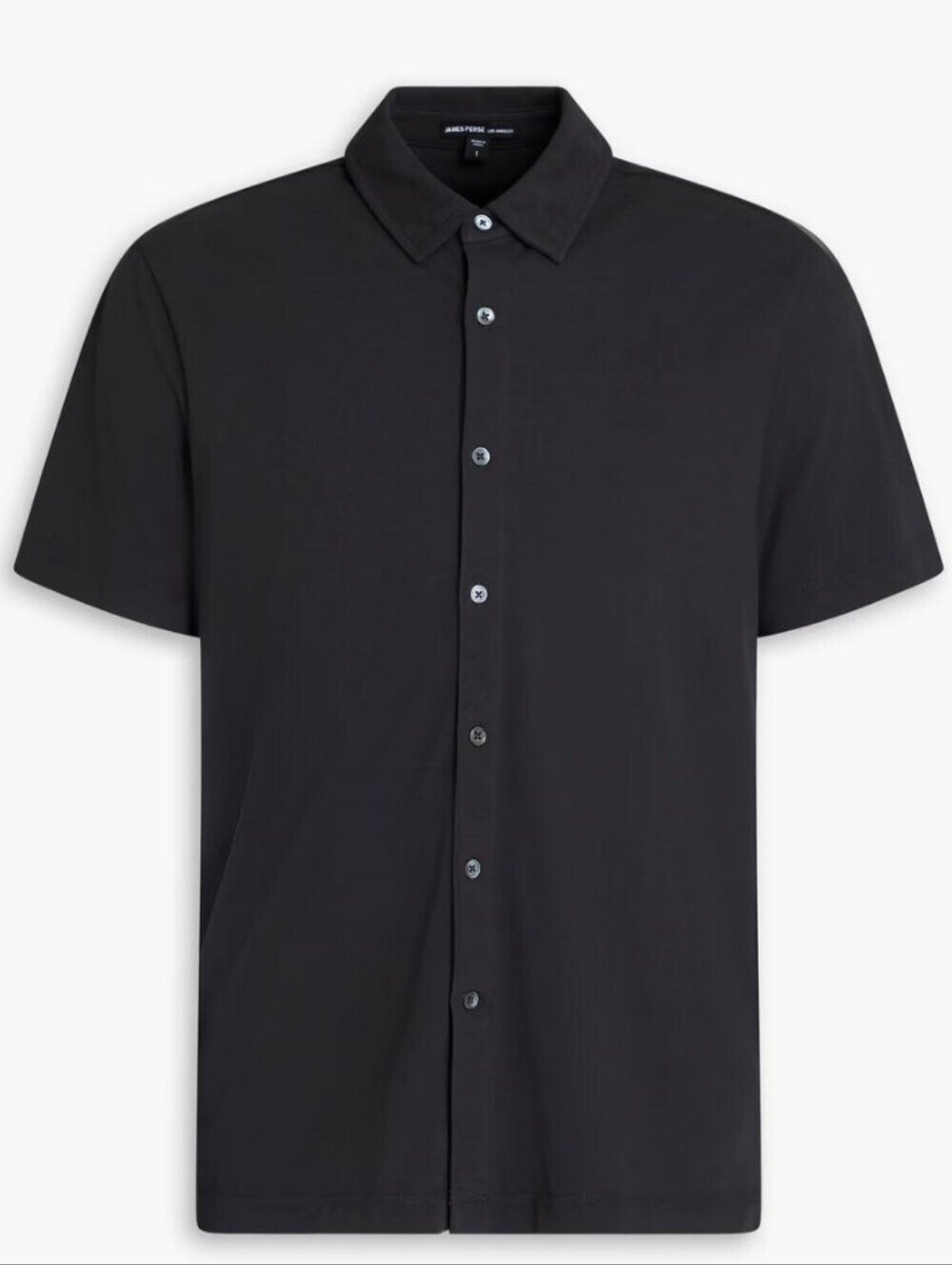 James Perse Mens Cotton Jersey Black Button Down Short Sleeve Shirt XxL $460